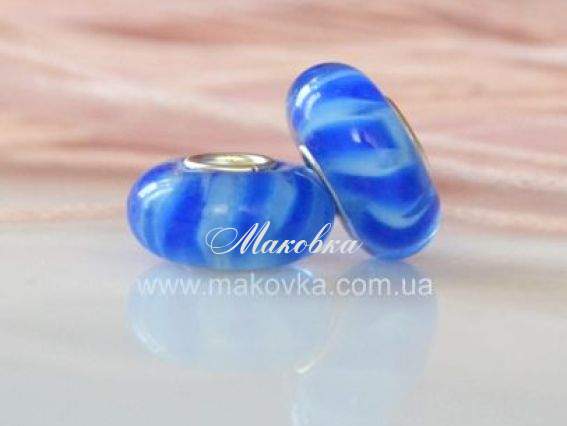 Бусина Евро Lampwork №40 синяя Бусина Евро Lampwork №40 синяя