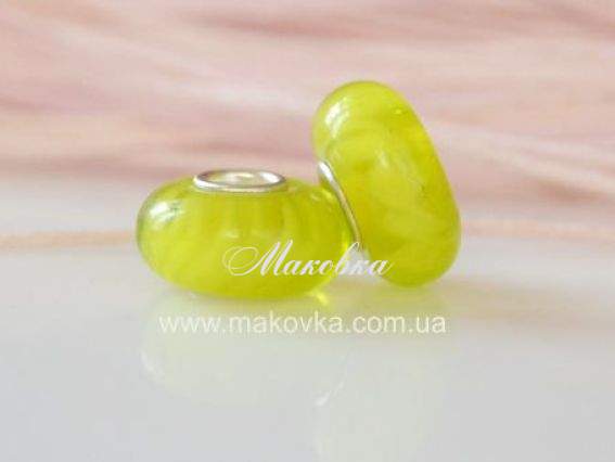 Бусина Евро Lampwork №42 ярко-желтая Бусина Евро Lampwork №42 ярко-желтая
