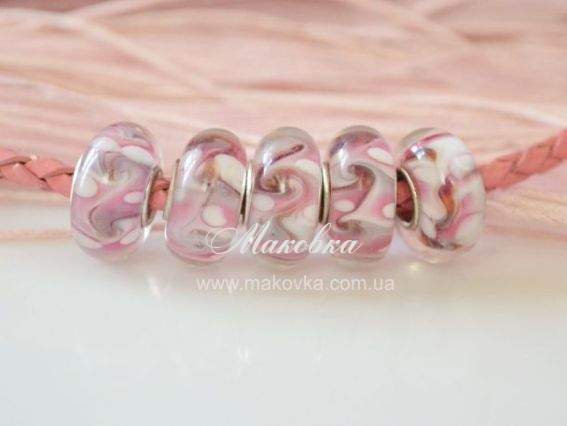 Бусина Евро Lampwork №45 розово-кофейная Бусина Евро Lampwork №45 розово-кофейная