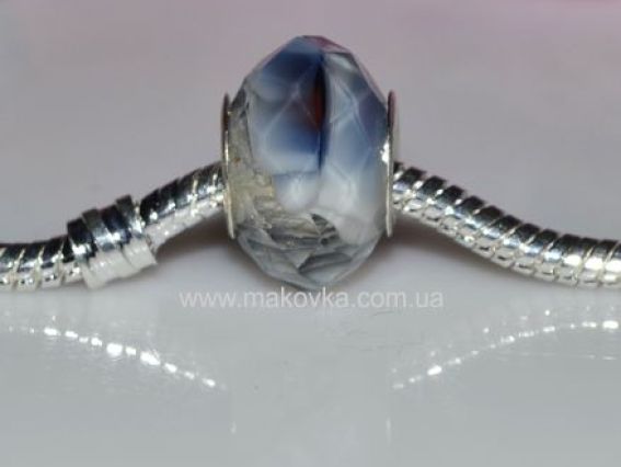 Бусина Пандора-стиля хрусталь 08 сине-белая матовая Бусина Пандора-стиля хрусталь 08 сине-белая матовая