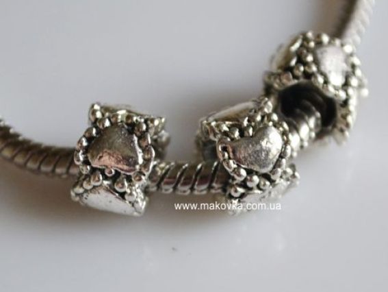 Бусина Пандора метал-я Фигурная Сердечки ажур (МФ-31) Бусина Пандора метал-я Фигурная Сердечки ажур (МФ-31)