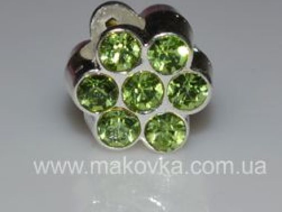 Бусина пандора со стразами Мульти-Цветок зеленая Бусина пандора со стразами Мульти-Цветок зеленая