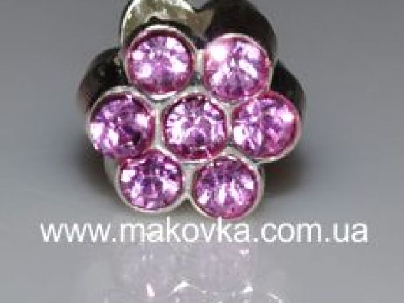 Бусина пандора со стразами Мульти-Цветок розовая Бусина пандора со стразами Мульти-Цветок розовая