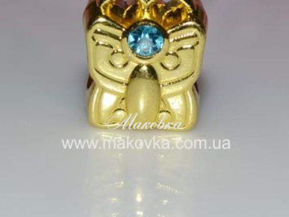 Бусина пандора метал. со стразами №20 бабочка голубая