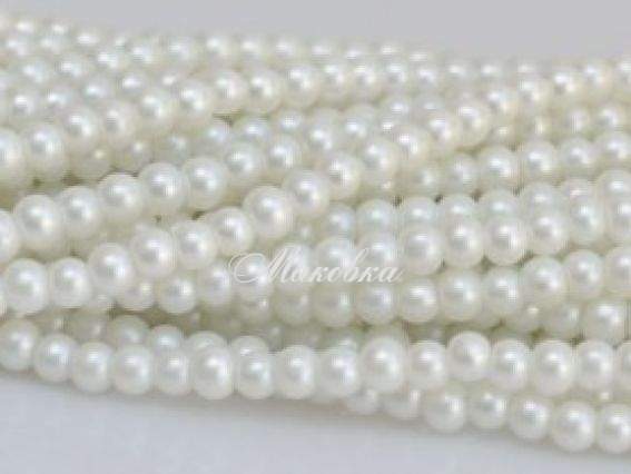 Матовый жемчуг 4 мм №35 белый, низка