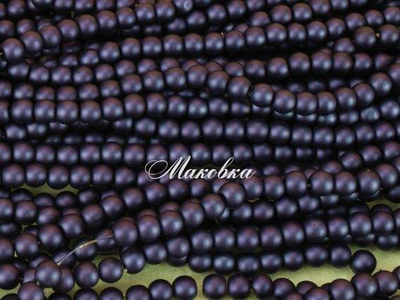 Матовый жемчуг 6 мм №10 тёмный чернильный, 1 низка