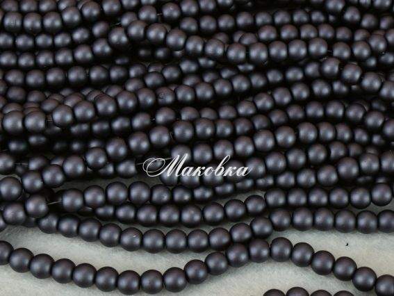Матовый жемчуг 6 мм №29 тёмный серый, 1 низка