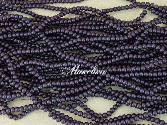 Матовый жемчуг 4 мм №10 тёмный чернильный, низка