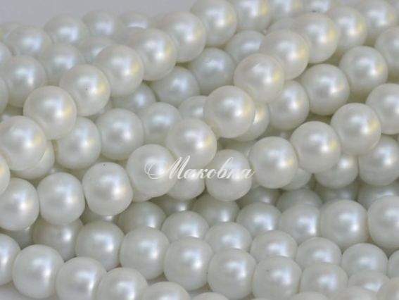 Матовый жемчуг 8 мм №01 белый, 1 низка