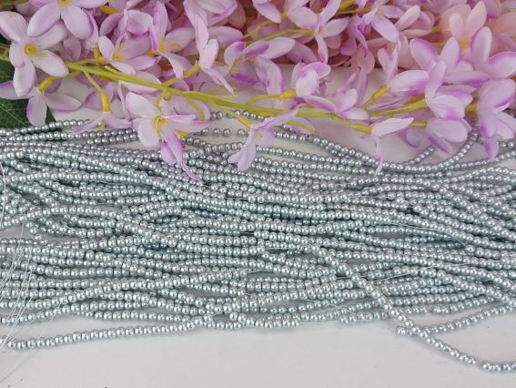 Бусины глянцевый Жемчуг 4 мм, №15 цвет Morion (светло-серый), низка