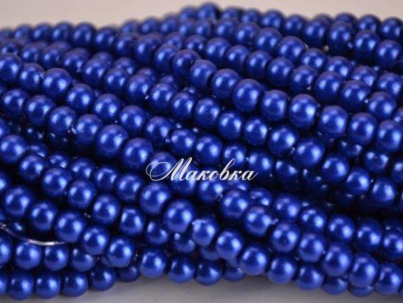 Жемчуг 4 мм, №20 синий темный, низка Жемчуг 4 мм, №20 синий темный, низка
