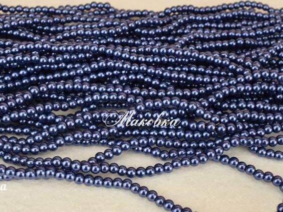 Перли 4 мм, №20 dark blue синій темний, низка