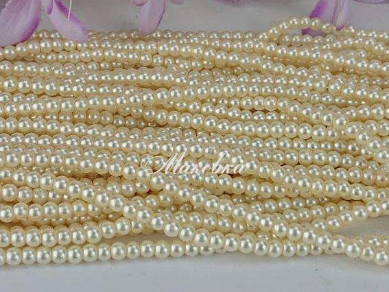 Перли 4 мм, №21 Жовто-кремові, низка Перли 4 мм, №21 Жовто-кремові, низка