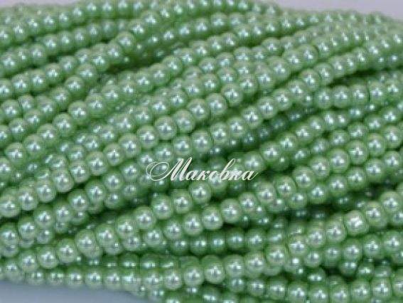Жемчуг 4 мм, зеленый (мята) №28, низка Жемчуг 4 мм, зеленый (мята) №28, низка