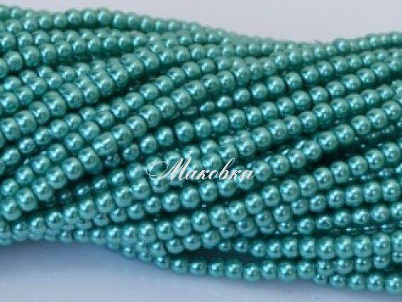 Жемчуг 4 мм, №33 зеленый, низка Жемчуг 4 мм, №33 зеленый, низка