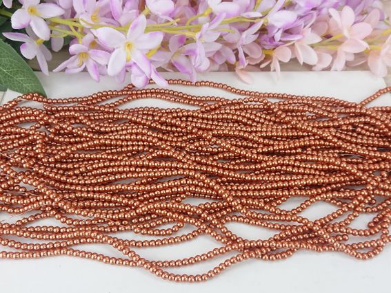 Бусины глянцевый Жемчуг 4 мм, №54 цвет sienna (охра), низка