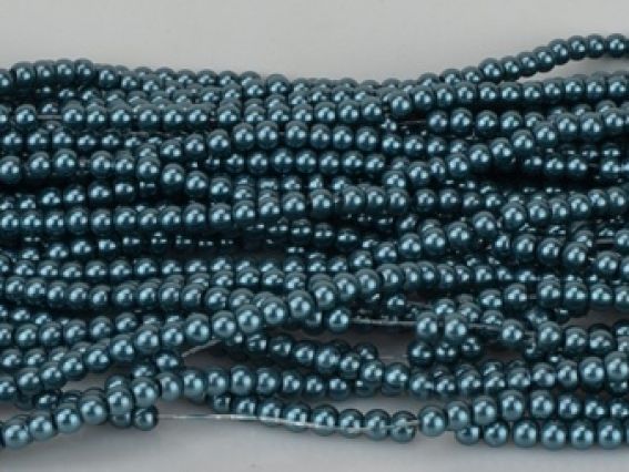 Бусины Жемчуг глянцевый  стеклокерамика , диаметр 4 мм, №56 цвет deep cyan, низка