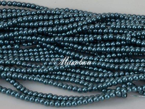 Перли 4 мм, №56 deep cyan, низка