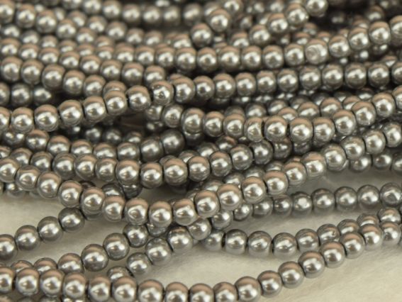Стеклокерамический глянцевый  Жемчуг 4 мм, серый темный №59 Montana , 1 низка , 