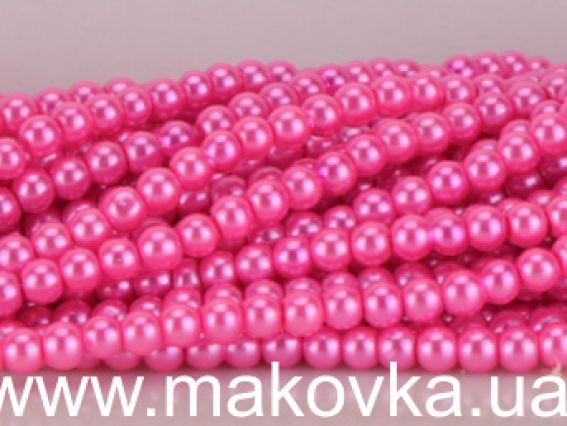 Намистини Перли глянсові склокераміка, діаметр 4 мм, №61 Rose рожевий , низка