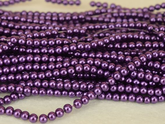 Стеклокерамический Жемчуг 4 мм, №69 dark purple (темный пурпурный), 1 низка , 