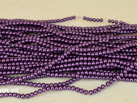 Перли 4 мм, №69 dark purple (темний пурпурний), низка