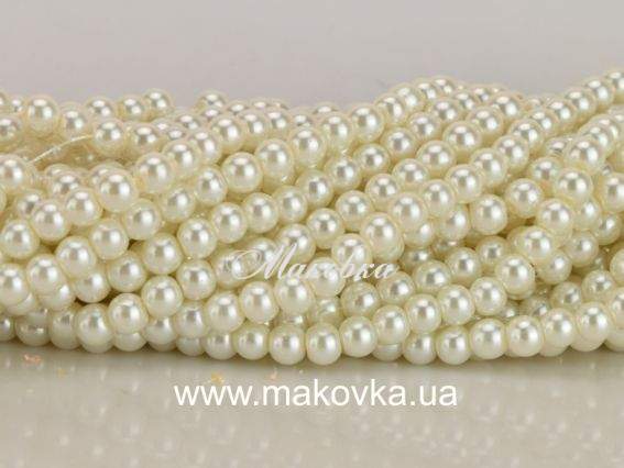 Жемчуг 6 мм, №02  Ivory-white (слоновая кость), низка