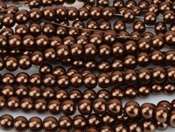 Жемчуг 6 мм, №60 brown ( коричневый темный) , низка Жемчуг 6 мм, №60 brown ( коричневый темный) , низка