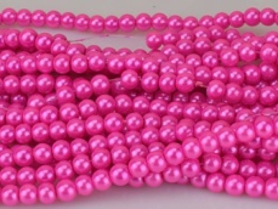 Намистини Перли склокерамічні глянцеві 6 мм, №61 колір Rose, низка