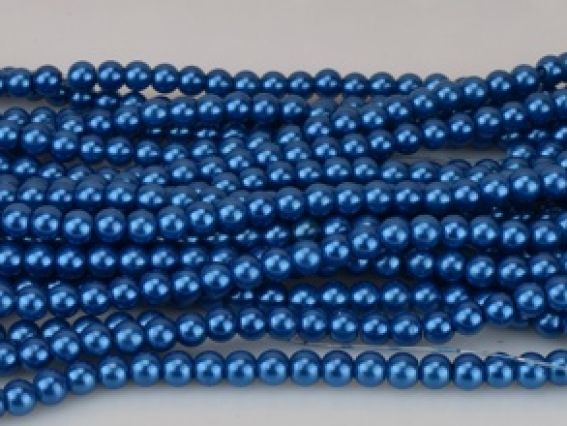 Намистини Перли 6 мм, №65 колір blue синій джинсовий, низка