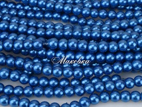 Жемчуг 6 мм, №65 blue синий джинсовый низка