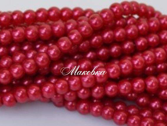 Жемчуг 6 мм,  №66 красный кровавый, низка