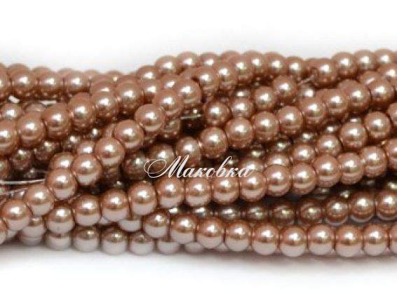 Жемчуг 6 мм, №58 Коричневый кофейный СВЕТЛЫЙ (rosy brown) , низка