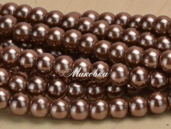 Жемчуг 6 мм, №58 Коричневый кофейный ТЕМНЫЙ (rosy brown) , низка