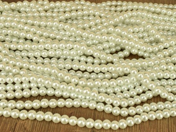 Бусины Жемчуг стеклокерамический, диаметр 8 мм, №01,  white, белый низка 