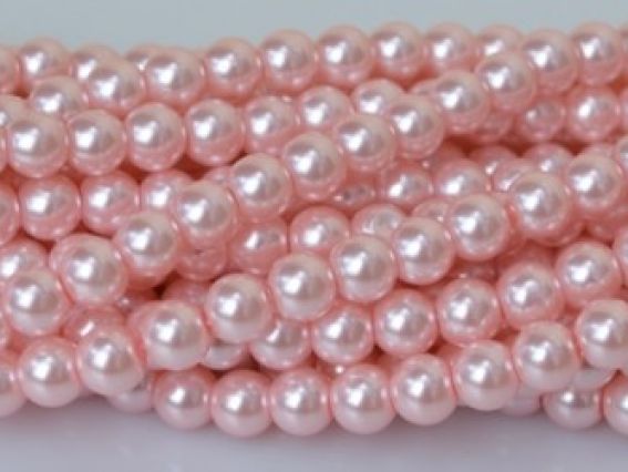 Бусины Жемчуг стеклокерамический 8 мм, светло-розовый №18, низка