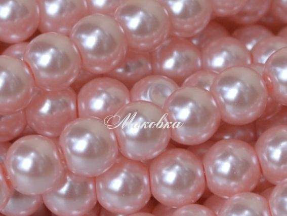 Жемчуг 8 мм, светло-розовый №18, низка