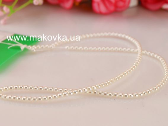 Перли Preciosa 2 мм скляні, білі, 1 низка Перли Preciosa 2 мм скляні, білі, 1 низка