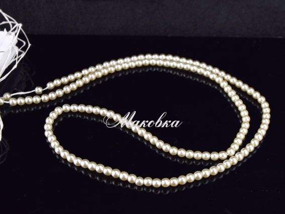 Перли Preciosa 3 мм скляні, молочні 70443, 1 низка Перли Preciosa 3 мм скляні, молочні 70443, 1 низка