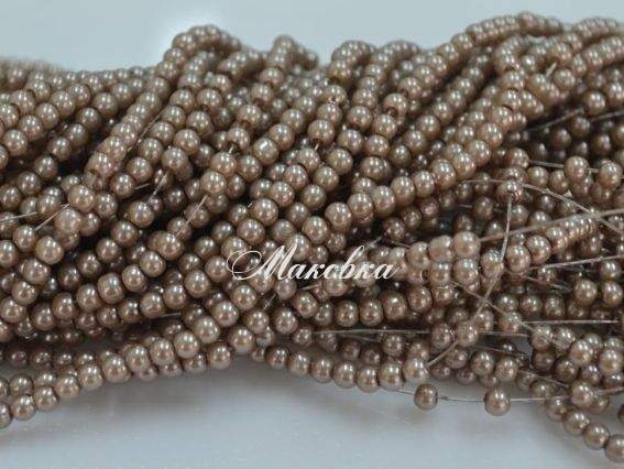 Жемчуг 4 мм, коричневый светлый (кофейный) №16 , низка Жемчуг 4 мм, коричневый светлый (кофейный) №16 , низка