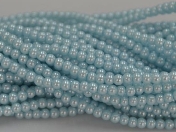 Бусины Жемчуг глянцевый стеклокерамика  4 мм, №11 цвет acid blue, низка