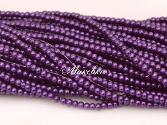Перли 4 мм, №73 фіолетовий (Metallic violet), низка
