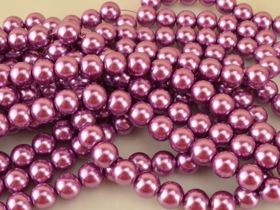 Бусины жемчуг стеклокерамический 10 мм, №08 Rose Amethyst (розово-сиреневый), 1 низка