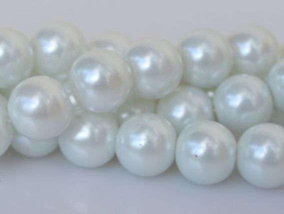 Намистини Перли склокераміка 12 мм, №01 white білий, низка