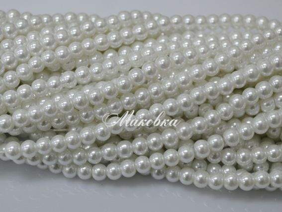Жемчуг 6 мм, №01 white белый , низка
