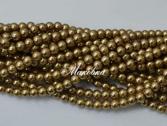 Жемчуг 6 мм, коричневый светлый 04, низка Жемчуг 6 мм, коричневый светлый 04, низка