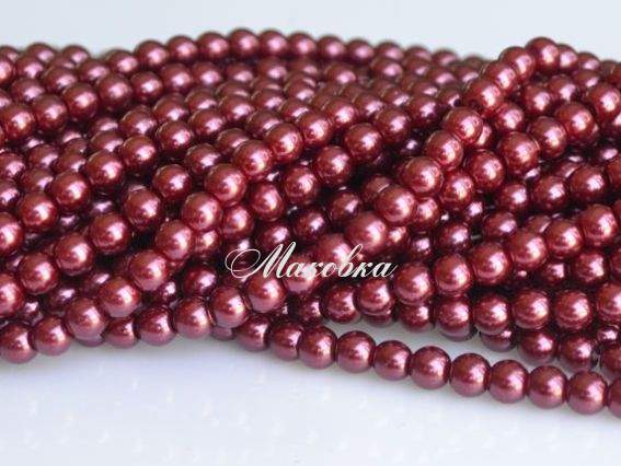 Жемчуг 6 мм, №17 Hyacinth (темно-красный), низка