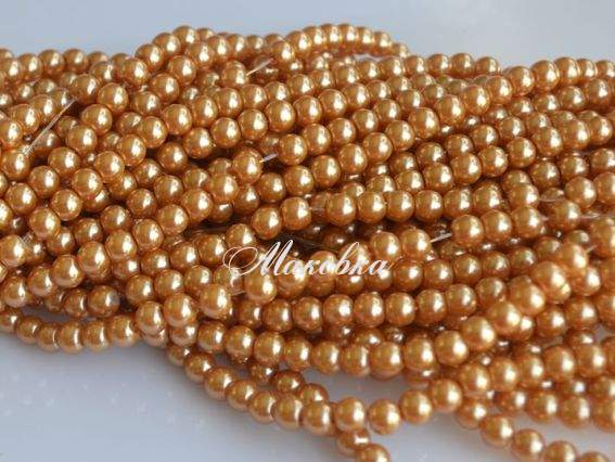 Жемчуг 6 мм, №71оранжевый светлый (clear orange ) , низка