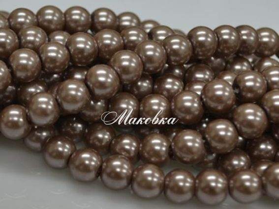 Жемчуг 8 мм, коричневый 04, низка Жемчуг 8 мм, коричневый 04, низка