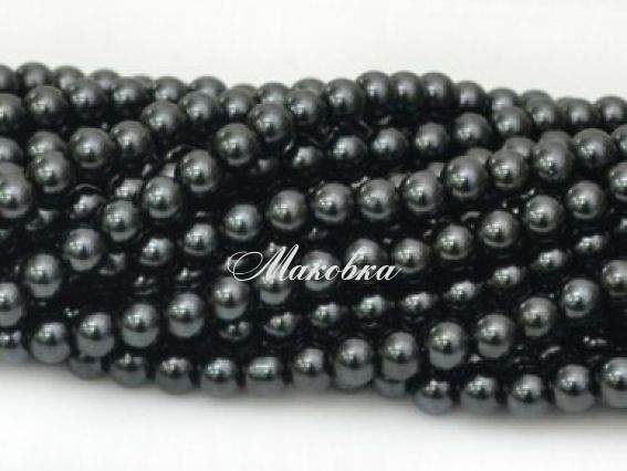 Жемчуг 8 мм, темно-серый (гематит) №13, низка Жемчуг 8 мм, темно-серый (гематит) №13, низка